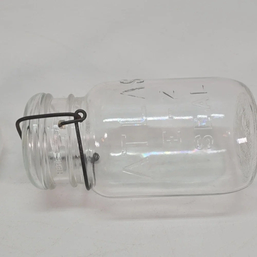 Lot Of 2 Vintage ATLAS E-Z SEAL MASON Canning Jar with‎ Lids & Old Style BAIL F
